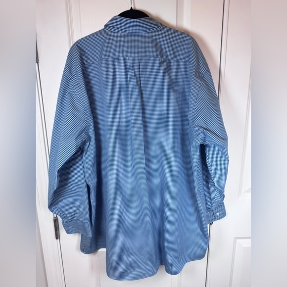 L.L.Bean Blue Gingham Button Down Shirt Traditional Fit Classic Coastal Preppy - Picture 4 of 6